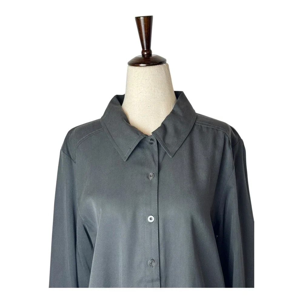 Michael Stars Dress Women Large Black Collared Long Sleeve Shirt Dress Mini NWT - Picture 3 of 11